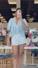 Pleated Detail Denim Shorts - Ivory – Alicia DiMichele Boutique