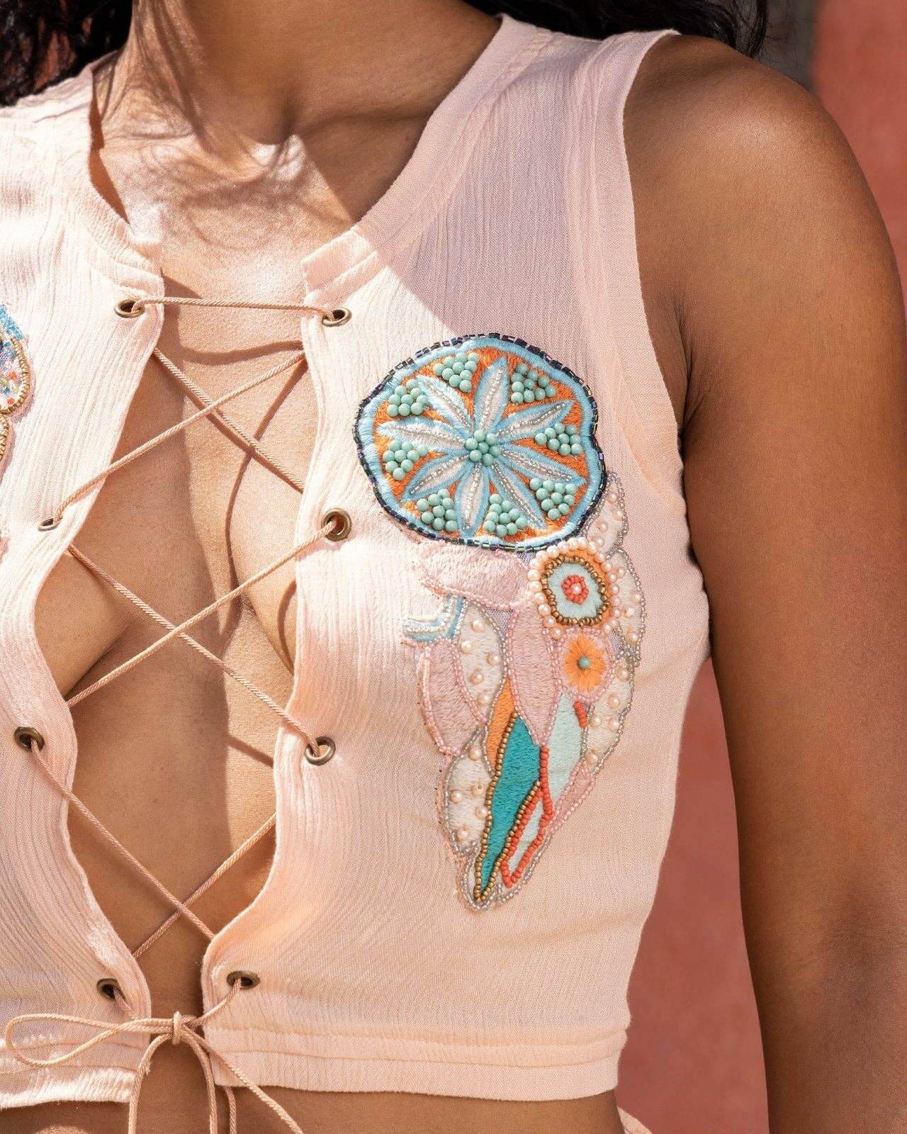 Sea Spell Beaded Lace-Up Top – Alicia DiMichele Boutique