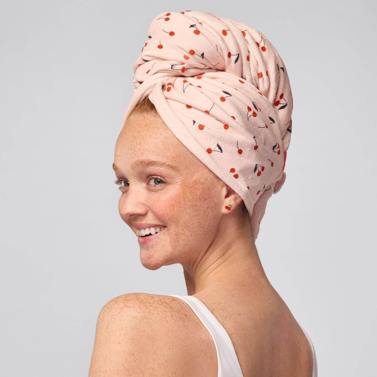 Kitsch XL Hair Towel Wrap - Cherry Print | Alicia DiMichele Boutique