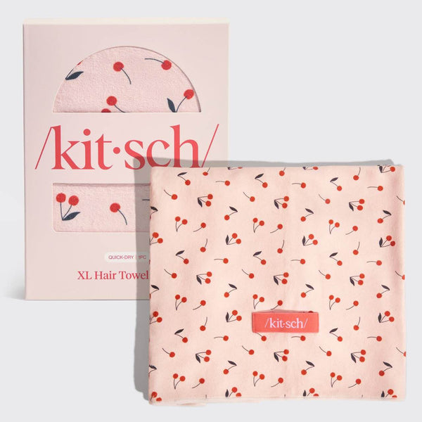 Kitsch XL Hair Towel Wrap - Cherry Print | Alicia DiMichele Boutique